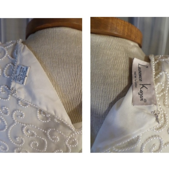 New Ivory Silk Blouse Small Beads Off White Kazar - Picture 8 of 8